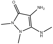 3H-Pyrazol-3-one,  4-amino-1,2-dihydro-1,2-dimethyl-5-(methylamino)- Struktur