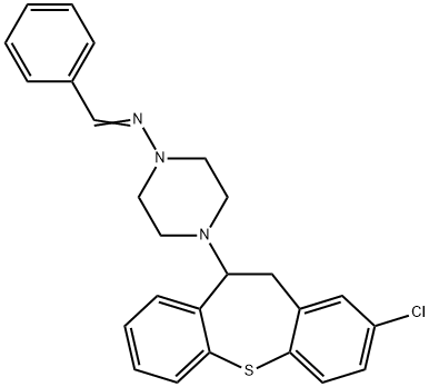 1-Piperazinamine, 4-(2-chloro-10,11-dihydrodibenzo(b,f)thiepin-10-yl)- N-(phenylmethylene)- Struktur