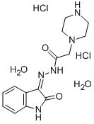 1-Piperazineacetic acid, (2-oxo-3-indolinylidene)hydrazide, dihydrochl oride, sesquihydrate, (Z)- Struktur