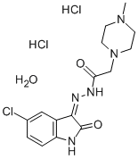 1-Piperazineacetic acid, 4-methyl-, (5-chloro-2-oxo-3-indolinylidene)h ydrazide, dihydrochloride, hydrate, (Z)- Struktur