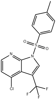 1H-Pyrrolo[2,3-b]pyridine, 4-chloro-1-[(4-methylphenyl)sulfonyl]-3-(trifluoromethyl)- Struktur