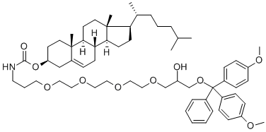 CHOLESTERYL N-(16-O-(DIMETHOXYTRITYL)-15-HYDROXY-4,7,10,13-TETRAOXA-HEXADECYL)CARBAMATE Struktur