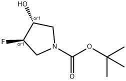 trans-tert-Butyl 3-fluoro-4-hydroxypyrrolidine-1-carboxylate Struktur