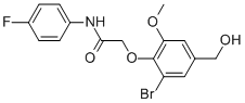 2-[2-BROMO-4-(HYDROXYMETHYL)-6-METHOXYPHENOXY]-N-(4-FLUOROPHENYL)-ACETAMIDE Struktur