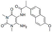 2-Naphthaleneacetamide,  N-(6-amino-1,2,3,4-tetrahydro-1,3-dimethyl-2,4-dioxo-5-pyrimidinyl)-6-methoxy--alpha--methyl- Struktur