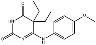 2,4(3H,5H)-Pyrimidinedione, 6-((4-methoxyphenyl)amino)-5,5-diethyl- Struktur