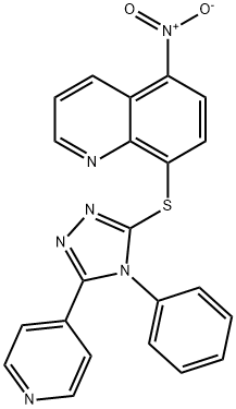 5-Nitro-8-((4-phenyl-5-(4-pyridyl)-4H-1,2,4-triazol-3-yl)thio)quinolin e Struktur