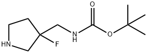 tert-butyl N-[(3-fluoropyrrolidin-3-yl)methyl]carbamate Struktur