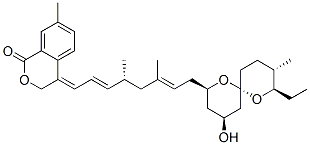 4-[(1E,2E,4R,6E)-8-[(2R,4S,6R,8R,9S)-8-Ethyl-4-hydroxy-9-methyl-1,7-dioxaspiro[5.5]undec-2-yl]-4,6-dimethyl-2,6-octadienylidene]-3,4-dihydro-7-methyl-1H-2-benzopyran-1-one Struktur