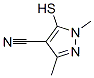 1H-Pyrazole-4-carbonitrile,  5-mercapto-1,3-dimethyl- Struktur