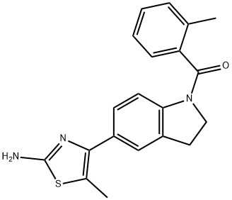 (5-(2-amino-5-methylthiazol-4-yl)indolin-1-yl)(o-tolyl)methanone, 878704-24-6, 結(jié)構(gòu)式