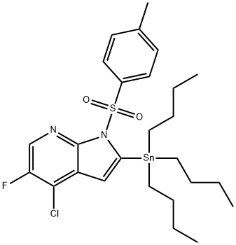 1H-Pyrrolo[2,3-b]pyridine, 4-chloro-5-fluoro-1-[(4-Methylphenyl)sulfonyl]-2-(tributylstannyl)- Struktur