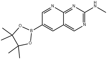 N-methyl-6-(4,4,5,5-tetramethyl-1,3,2-dioxaborolan-2-yl)pyrido[2,3-d]pyrimidin-2-amine Struktur