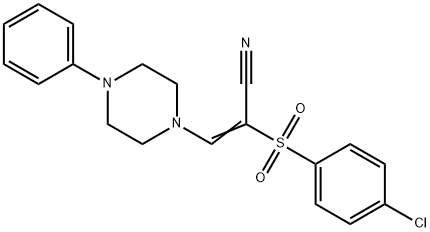 (E)-2-[(4-chlorophenyl)sulfonyl]-3-(4-phenylpiperazino)-2-propenenitrile Struktur