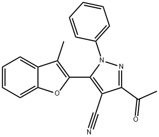 1H-Pyrazole-4-carbonitrile,  3-acetyl-5-(3-methyl-2-benzofuranyl)-1-phenyl- Struktur