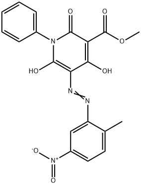 3-Pyridinecarboxylic  acid,  1,2-dihydro-4,6-dihydroxy-5-[(2-methyl-5-nitrophenyl)azo]-2-oxo-1-phenyl-,  methyl  ester  (9CI) Struktur