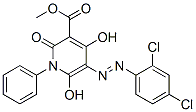 3-Pyridinecarboxylic  acid,  5-[(2,4-dichlorophenyl)azo]-1,2-dihydro-4,6-dihydroxy-2-oxo-1-phenyl-,  methyl  ester  (9CI) Struktur