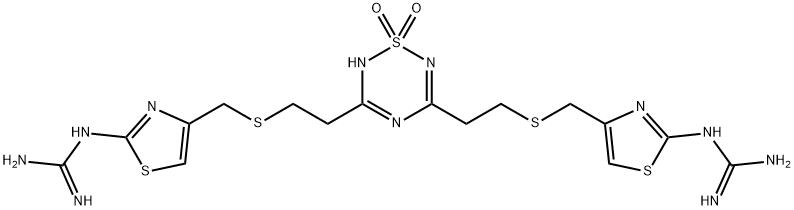 ファモチジン関連化合物B (3,5-BIS[2-[[[2-[(DIAMINOMETHYLENE)AMINO]THIAZOL-4-YL]METHYL]SULPHANY]ETHYL]-4H-1,2,4,6-THIATRIAZINE1,1-DIOXIDE) (AS)