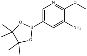 2-Methoxy-5-(4,4,5,5-tetramethyl-[1,3,2]
dioxaborolan-2-yl)-pyridin-3-ylamine Struktur