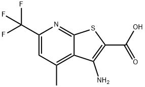 3-amino-4-methyl-6-(trifluoromethyl)thieno[2,3-b]pyridine-2-carboxylic acid Struktur