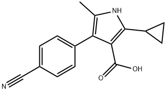 1H-Pyrrole-3-carboxylic  acid,  4-(4-cyanophenyl)-2-cyclopropyl-5-methyl- Struktur