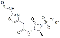 potassium (2S-trans)-3-[[[2-(formylamino)thiazol-4-yl]acetyl]amino]-2-methyl-4-oxoazetidine-1-sulphonate Struktur