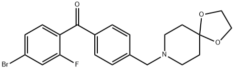 4-BROMO-4'-[8-(1,4-DIOXA-8-AZASPIRO[4.5]DECYL)METHYL]-2-FLUOROBENZOPHENONE Struktur