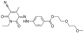 Benzoic  acid,  4-[(2Z)-(5-cyano-1-ethyl-1,6-dihydro-4-methyl-2,6-dioxo-3(2H)-pyridinylidene)hydrazino]-,  2-(2-methoxyethoxy)ethyl  ester  (9CI) Struktur