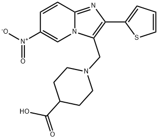 1-(6-NITRO-2-THIOPHEN-2-YL-IMIDAZO[1,2-A]PYRIDIN-3-YLMETHYL)-PIPERIDINE-4-CARBOXYLIC ACID Struktur