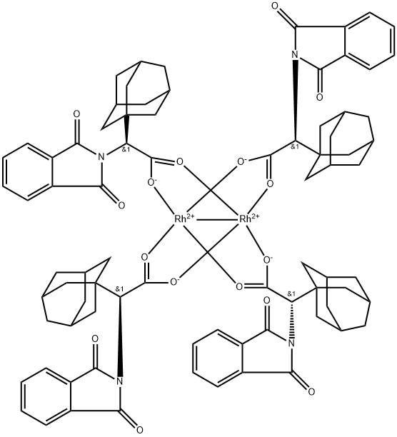 Tetrakis[(S)-(+)-(1-adamantyl)-(N-phthalimido)acetato]dirhodium(II)Rh2(S-PTAD)4 Struktur