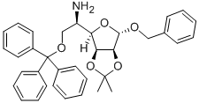 BENZYL 5-AMINO-5-DEOXY-2,3-O-ISOPROPYLIDENE-6-O-TRITYL-ALPHA-D-MANNOFURANOSIDE Struktur