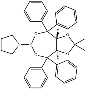 1-[(3aR,8aR)-tetrahydro-2,2-diMethyl-4,4,8,8-tetraphenyl-1,3-dioxolo[4,5-e][1,3,2]dioxaphosphepin-6-yl]-Pyrrolidine Struktur