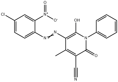 3-Pyridinecarbonitrile,  5-[(4-chloro-2-nitrophenyl)azo]-1,2-dihydro-6-hydroxy-4-methyl-2-oxo-1-phenyl-  (9CI) Struktur