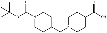 N-Boc-piperidin-4-ylmethylpiperidine-4-carboxylic acid Struktur