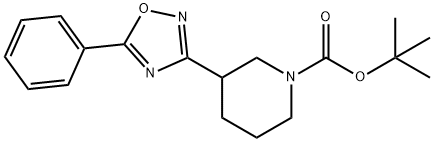 1-Piperidinecarboxylic acid, 3-(5-phenyl-1,2,4-oxadiazol-3-yl)-, 1,1-diMethylethyl ester Struktur