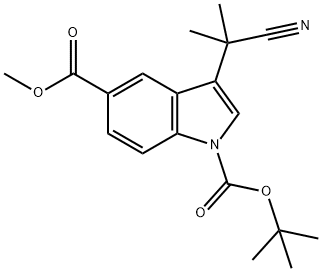 1H-Indole-1,5-dicarboxylic acid, 3-(1-cyano-1-methylethyl)-, 1-(1,1-dimethylethyl) 5-methyl ester Struktur