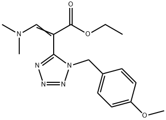 3-DIMETHYLAMINO-2-[1-(4-METHOXY-BENZYL)-1H-TETRAZOL-5-YL]-ACRYLIC ACID ETHYL ESTER Struktur