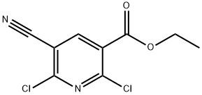 3-Pyridinecarboxylic acid, 2,6-dichloro-5-cyano-, ethyl ester Struktur