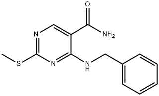 5-PyriMidinecarboxaMide, 2-(Methylthio)-4-[(phenylMethyl)aMino]- Struktur