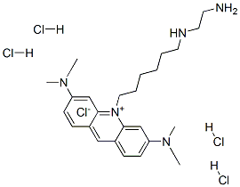 Acridinium, 10-(6-((2-aminoethyl)amino)hexyl)-3,6-bis(dimethylamino)-,  chloride, tetrahydrochloride Struktur