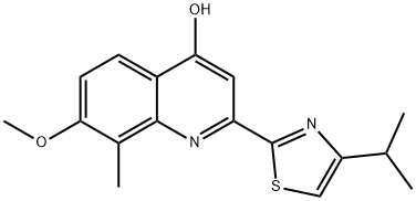 4-Quinolinol, 7-methoxy-8-methyl-2-[4-(1-methylethyl)-2-thiazolyl]- Struktur