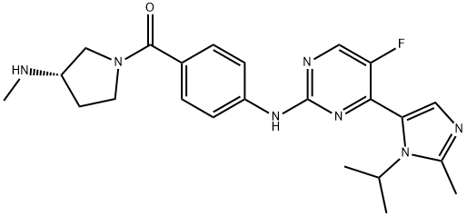 [4-[[5-Fluoro-4-[2-methyl-1-(1-methylethyl)-1H-imidazol-5-yl]-2-pyrimidinyl]amino]phenyl][(3S)-3-(methylamino)-1-pyrrolidinyl]Methanone Struktur