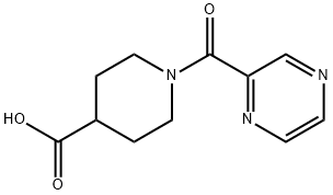 1-(Pyrazine-2-carbonyl)-piperidine-4-carboxylic acid, 98+% C11H13N3O3, MW: 235.24 Struktur