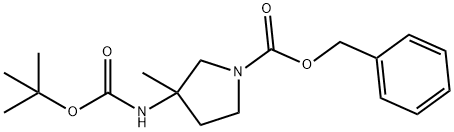 1-(Benzyloxycarbonyl)-3-(N-tert-butoxycarbonylamino)-3-methylpyrrolidine Struktur