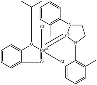 Dichloro[1,3-bis(2-methylphenyl)-2-imidazolidinylidene](2-isopropoxyphenylmethylene)ruthenium(II) Struktur