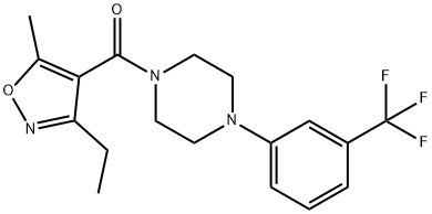 Methanone, (3-ethyl-5-methyl-4-isoxazolyl)[4-[3-(trifluoromethyl)phenyl]-1-piperazinyl]- Struktur