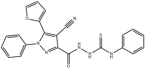 1H-Pyrazole-3-carboxylic  acid,  4-cyano-5-(2-furanyl)-1-phenyl-,  2-[(phenylamino)thioxomethyl]hydrazide Struktur