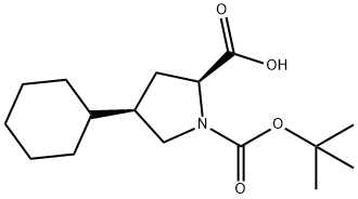 (2S,4R)-Boc-4-cyclohexyl-pyrrolidine-2-carboxylic acid Struktur