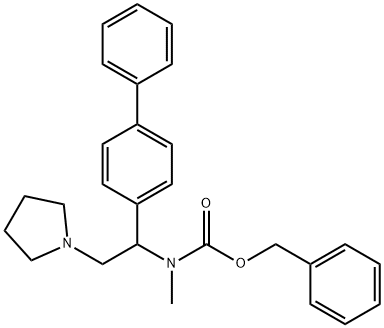 1-PYRROLIDIN-2-(4'-BIPHENYL)-2-(N-CBZ-N-METHYL)AMINO-ETHANE
 Struktur