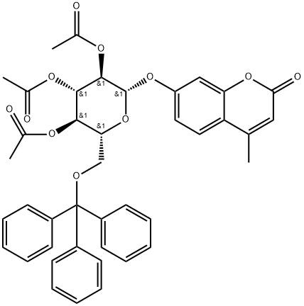 4’-Methylumbelliferyl 2,3,4,-Tri-O-acetyl-6-O-trityl-β-D-glucopyranoside Struktur